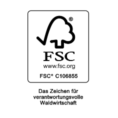 FSC®-Werbefeld mit Lizenzcode FSC® C106855 – Das Zeichen für verantwortungsvolle Waldwirtschaft
